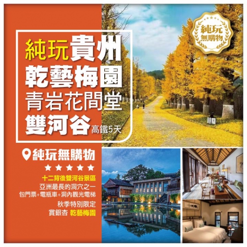 【純玩貴州】乾藝梅園 青岩花間堂 十二背後雙河谷景區 青岩古鎮 黔靈山公園 高鐵5天