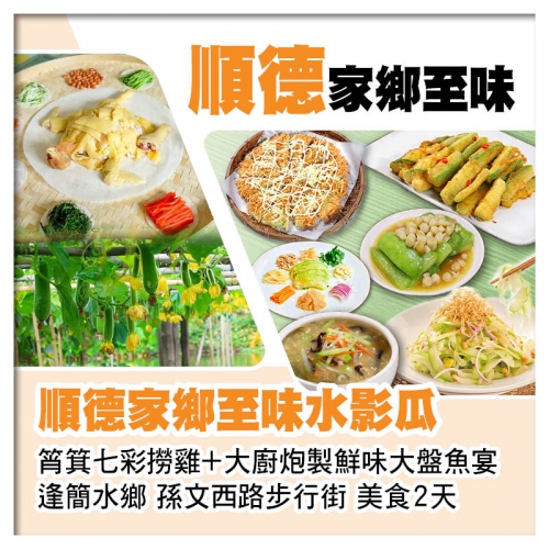 順德家鄉至味水影瓜 筲箕七彩撈雞+大廚炮製鮮味大盤魚宴美食2天