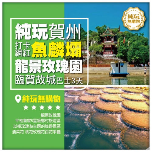 茶是故鄉濃 X賀州 黃姚古鎮 龍井玫瑰園賞花 入住市區中心位置准五星【日月恆酒店】美食純玩3天團